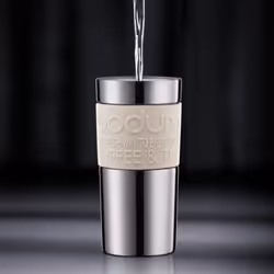 BODUM Travel French Press Coffee Maker, Vacuum, Small, 0.35 L - Off-White