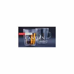 Bodum Canteen Double Wall Glass Set, Mouth Blown Borosilicate Glass - 0.2 L, Transparent, Pack of 2