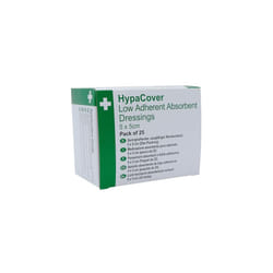 HypaCover Low Adherent Dressing Pads for Wounds Absorbent Dressing, 5x5cm (Pack of 25)