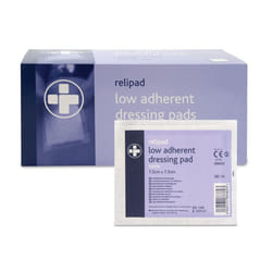 Relipad First Aid Sterile Dressing - Low-Adherent, Absorbent Dressing Pads For Minor Abrasions, Lacerations And Wounds, 7.5 cm x 7.5 cm, Pack of 100