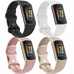 4-Pack Straps compatible with Fitbit Charge 6 / Charge 5 Strap, Soft Silicone Sport Replacement Band for for Fitbit Charge 6 ...