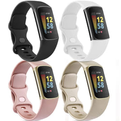 4-Pack Straps compatible with Fitbit Charge 6 / Charge 5 Strap, Soft Silicone Sport Replacement Band for for Fitbit Charge 6 / Charge 5, Small Large(4