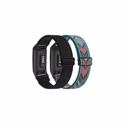 2 Pack Stretchy Straps Compatible with Fitbit Charge 3 Strap/Charge 4 Strap, Soft Adjustable Elastic Replacement with Stylish ...