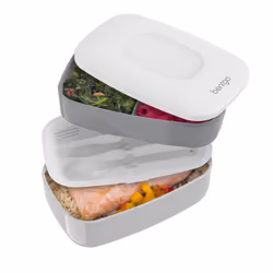 Bentgo Classic - Adult Bento Box  All-in-One Stackable Lunch Box Container with 3 Compartments  Plastic Utensils  and Nylon S ...
