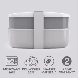 Bentgo Classic - Adult Bento Box  All-in-One Stackable Lunch Box Container with 3 Compartments  Plastic Utensils  and Nylon Sealing Strap  BPA Free Fo