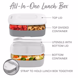 Bentgo Classic - Adult Bento Box  All-in-One Stackable Lunch Box Container with 3 Compartments  Plastic Utensils  and Nylon Sealing Strap  BPA Free Fo