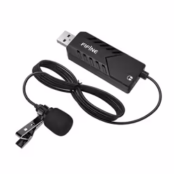 FIFINE USB Microphone, Clip-on Computer Microphone Plug and Play USB Lavalier Lapel Microphone With Sound Card for PC and Mac ...