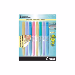 Pilot FriXion Light Pastel Erasable Highligher, Chisel Tip, Asst, 8ct