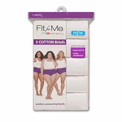 Fruit of the Loom Women's Plus Size """"Fit For Me"""" 5 Pack Original Cotton Brief Panties  White  9