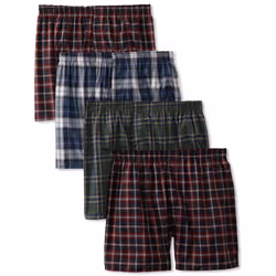 Fruit of the Loom Men's 5Pack Plaid Boxer Shorts Boxers Underwear XL
