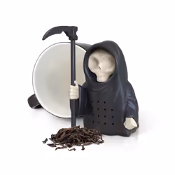 Genuine Fred  GRIM STEEPER  Grim Reaper Reusable Silicone Tea Infuser  Black  Fun Gift for Tea Lovers  Clever Kitchen Gadget
