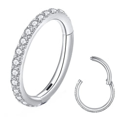 BLESSMYLOVE Clear CZ Nose Rings Hoop 316L Surgical Steel Cartilage Ear