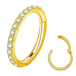 BLESSMYLOVE Clear CZ Gold 16G 9mm Nose Rings Hoop 316L Surgical Steel