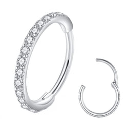 BLESSMYLOVE Clear CZ Silver 20G 7mm Nose Rings Hoop 316L Surgical Stee