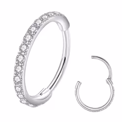 BLESSMYLOVE Clear CZ Silver 20G 10mm Nose Rings Hoop 316L Surgical Ste