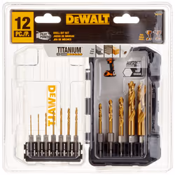 DEWALT Drill Bit Set Titanium Impact Ready Ideal for Metal Wood and Plastic 12 Piece (DD5152)