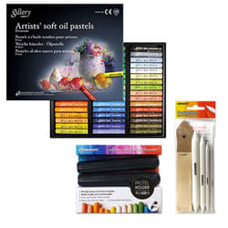 Mungyo Gallery Soft Oil Pastels Set of 48 incl Blending Stumps and Sandpaper Set  Pastel Holder