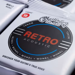Martin Retro Acoustic Guitar Strings  MM10 Extra-Light-Gauge Monel  Nickel (6 str)