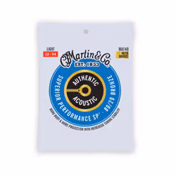 Martin Authentic Acoustic Guitar Strings  Superior Performance Light 12-54  80/20 Bronze
