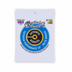Martin Authentic Acoustic Guitar Strings Superior Performance Custom Light 11-52 80/20 Bronze 3 Pack
