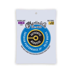 Martin Authentic Acoustic Guitar Strings  Superior Performance Custom Light 11-52  80/20 Bronze  3 Pack