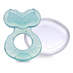 Nuby Silicone TeeThe-EEZ Teether with Bristles  Includes Hygienic Case  Aqua (Count of 2)