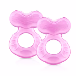 Nuby Silicone TeeThe-EEZ Teether with Bristles Includes Hygienic Case Pink (Count of 2)