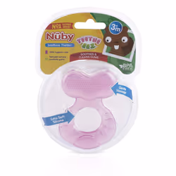 Nuby Silicone TeeThe-EEZ Teether with Bristles  Includes Hygienic Case  Pink (Count of 2)