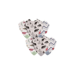 Reversible 100% Natural Cotton Muslin 6 Piece Teething Bib, Green/Grey/Blue