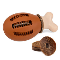 PetSafe Busy Buddy Chompin' Chicken Dog Toys - Treat Ring Holding Chew Toy - BPA Free Rubber - Chicken Scented - Interactive Pet Puzzle for Boredom or