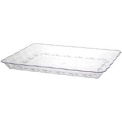 Bluesky Trading Elegant Clear ScallopedEdged Plastic Tray  9 x 131 Pc  Reusable Oblong Serving Platter  Plastic Food