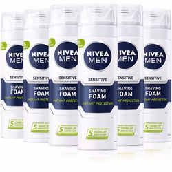 MEN Sensitive Shaving Foam Pack of 6 (6 x 200ml) Sensitive Skin Shaving Foam, Shave Gel for Men, Shaving Gel for Irritated &  ...