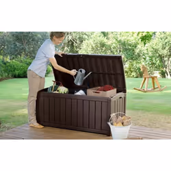 Keter Glenwood 390L Outdoor 60% recycled Garden Furniture Storage Box Brown| Fade Free | All Weather Resistant | Safe and Secure