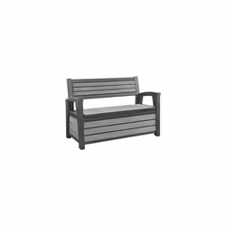 Keter Hudson 60 Gallon Plastic Resin Weather Resistant Outdoor Backyard Patio Storage Bench Deck Box, Grey