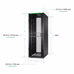 APC NetShelter SX Server Rack Gen 2, 45U, 2124H x 750W x 1200D mm, with Sides, Black - Additional view 6
