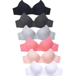 Womens Basic Plain Bras (Packs of 6) - Various Styles (4450  36B)