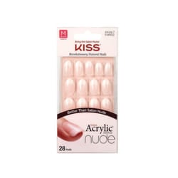 Salon Acrylic French Nude Collection, Graceful, Medium Length Nude Fake Nails, Includes 28 False Nails, Nail Glue, Nail File, and Manicure Stick