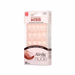 Salon Acrylic French Nude Collection, Graceful, Medium Length Nude Fake Nails, Includes 28 False Nails, Nail Glue, Nail File, and Manicure Stick