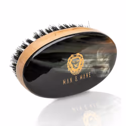 Man Mane Premium Handmade Oxhorn Beechwood Military Style Medium Stiff Natural Boar Bristle Mens Hair Brush for Facial Hair ...