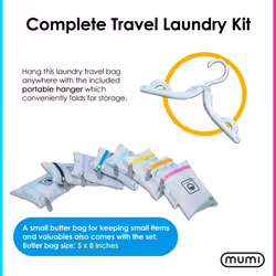 mumi Travel Laundry Bag  Moisture and Smell-Proof  Wash Bags Separate Laundry from Clean Clothes  with Folding Hanger and Outer Bag