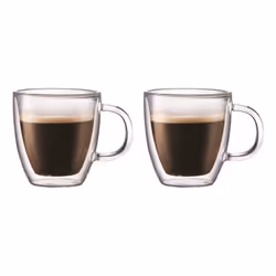 Bodum 10602-10 BISTRO Espresso Mugs Set (Double-Walled, Dishwasher Safe, 0.15 L/5 oz) - Pack of 2, Transparent