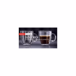 Bodum 10602-10 BISTRO  Espresso Mugs Set (Double-Walled, Dishwasher Safe, 0.15 L/5 oz) - Pack of 2, Transparent