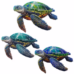 Johns Studio 3Pcs Metal Turtle Sea Wall Decor Outdoor Garden Hanging Art Sculptures Home Ocean Theme Decorations for Kitchen  ...