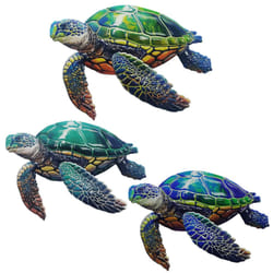 Johns Studio 3Pcs Metal Turtle Sea Wall Decor Outdoor Garden Hanging Art Sculptures Home Ocean Theme Decorations for Kitchen Ba
