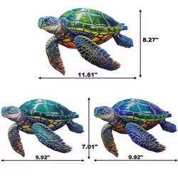 Johns Studio 3Pcs Metal Turtle Sea Wall Decor Outdoor Garden Hanging Art Sculptures Home Ocean Theme Decorations for Kitchen Ba