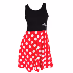 Minnie Mouse Women's Black And Red Polka Dot Dress - Black