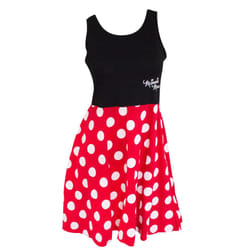 Minnie Mouse Women's Black And Red Polka Dot Dress - Black