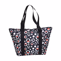 Disney Tote Mickey & Minnie Mouse Icon Polka Dot Print Travel Bag Blac