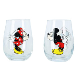 Disney Kissing Mickey and Minnie Mouse Couples Stemless Glasses  Set o