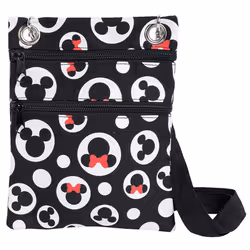 Disney Passport Crossbody Bag Mickey & Minnie Icon Print Travel Black
